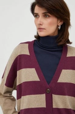 Γυναικεία Με φερμουάρ Ζακέτα από μίγμα μαλλιού United Colors Of Benetton μοβ