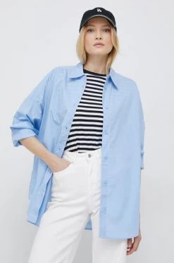 Γυναικεία Πουκάμισα Βαμβακερό πουκάμισο United Colors Of Benetton ανοιχτό μπλε