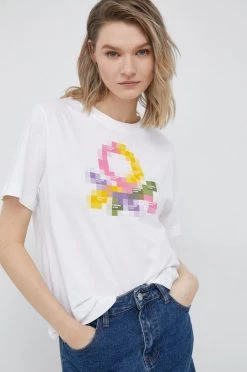 Γυναικεία Κοντομάνικο Βαμβακερό μπλουζάκι United Colors Of Benetton X Pantone άσπρο