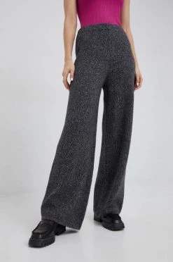 Γυναικεία Υφασμάτινα Παντελόνι από μείγμα μαλλιού United Colors Of Benetton γκρι,