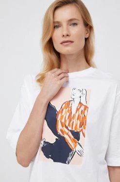 Γυναικεία Κοντομάνικο Βαμβακερό μπλουζάκι United Colors Of Benetton άσπρο