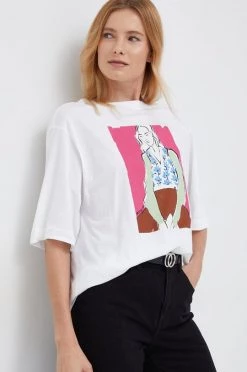 Γυναικεία Κοντομάνικο Βαμβακερό μπλουζάκι United Colors Of Benetton άσπρο