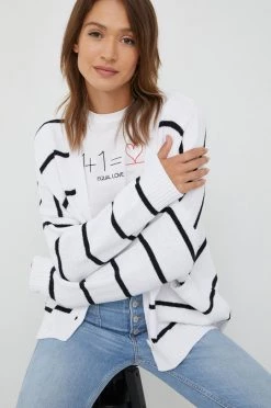 Γυναικεία Με φερμουάρ Πλεκτή ζακέτα United Colors Of Benetton άσπρο