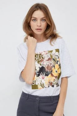 Γυναικεία Κοντομάνικο Βαμβακερό μπλουζάκι United Colors Of Benetton γκρι