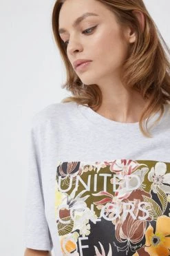 Γυναικεία Κοντομάνικο Βαμβακερό μπλουζάκι United Colors Of Benetton γκρι -United Colors of Benetton Κατάστημα unnamed file 1929