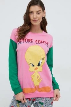 Γυναικεία Πιτζάμα Βαμβακερές πιτζάμες United Colors Of Benetton X Looney Tunes, Sylwester I Tweety ροζ -United Colors of Benetton Κατάστημα unnamed file 2196