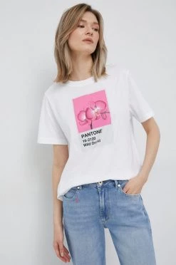 Γυναικεία Κοντομάνικο Βαμβακερό μπλουζάκι United Colors Of Benetton άσπρο