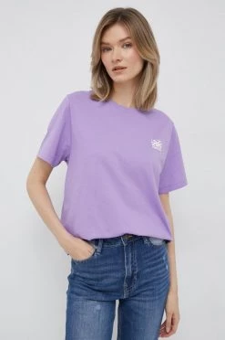Γυναικεία Κοντομάνικο Βαμβακερό μπλουζάκι United Colors Of Benetton μοβ