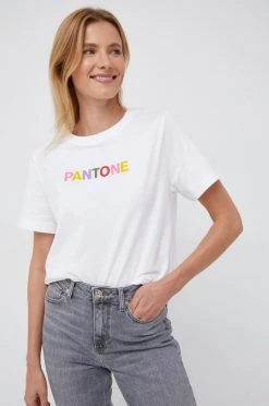 Γυναικεία Κοντομάνικο Βαμβακερό μπλουζάκι United Colors Of Benetton X Pantone άσπρο