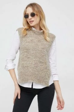 Γυναικεία Χωρίς φερμουάρ Γιλέκο από μείγμα μαλλιού United Colors Of Benetton χρώμα: γκρι,