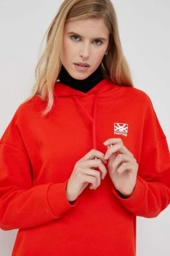 Γυναικεία Χωρίς φερμουάρ Βαμβακερή μπλούζα United Colors Of Benetton X Pantone χρώμα: κόκκινο, με κουκούλα -United Colors of Benetton Κατάστημα unnamed file 2474