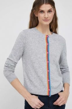 Γυναικεία Με φερμουάρ Ζακέτα από μίγμα μαλλιού United Colors Of Benetton γκρι