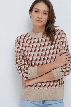 Γυναικεία Χωρίς φερμουάρ Πουλόβερ με προσθήκη μαλλιού United Colors Of Benetton χρώμα: μπεζ,