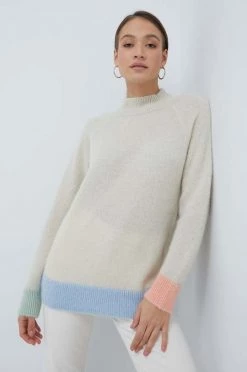 Γυναικεία Χωρίς φερμουάρ Πουλόβερ με προσθήκη μαλλιού United Colors Of Benetton χρώμα: μπεζ,