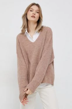 Γυναικεία Χωρίς φερμουάρ Πουλόβερ με προσθήκη μαλλιού United Colors Of Benetton χρώμα: μπεζ,