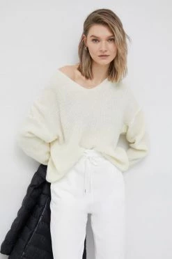 Γυναικεία Χωρίς φερμουάρ Πουλόβερ με προσθήκη μαλλιού United Colors Of Benetton χρώμα: μπεζ,